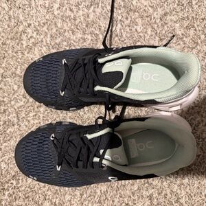 On Running Charcoal and Mint Sneakers